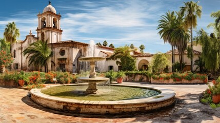 Mission fountain in San Juan Capistrano - obrazy, fototapety, plakaty