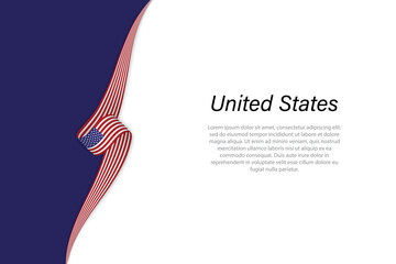 Wave flag of United States with copyspace background.