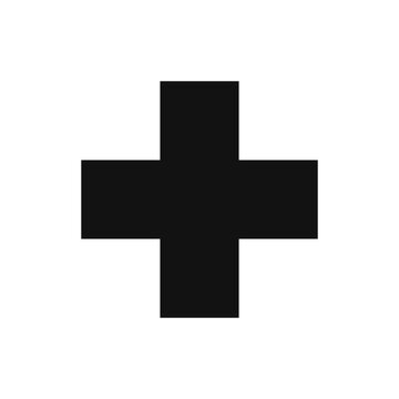 Black Plus icon. Plus or cross glyph icon SVG