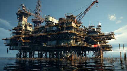 Fototapeta na wymiar Oil platform Brunei