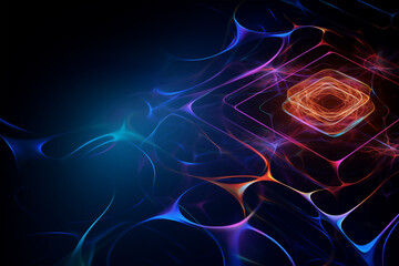 Abstract background with colorful glowing lines, tech theme, futuristic style, inspired from computer processors