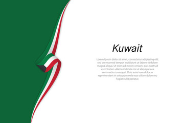 Wave flag of Kuwait with copyspace background