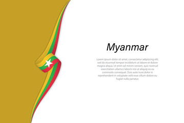 Wave flag of Myanmar with copyspace background