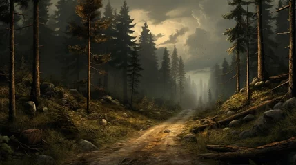 Gordijnen Road through the forest © Shahzaib
