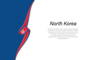 Wave flag of North Korea with copyspace background