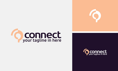initial c round connection logo with signal for internet logo
