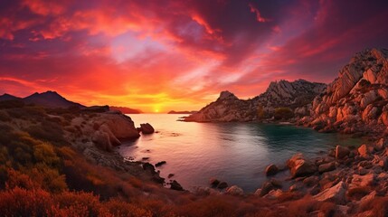 Spectacular sunset with pink clouds in Spain