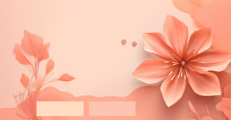 Artistic floral composition with peach flowers and graphic elements