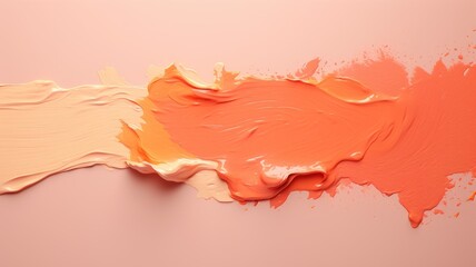 Dynamic splash of peach and cream paint across a smooth surface