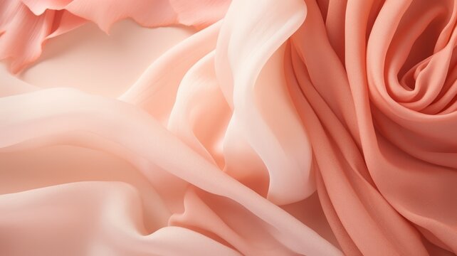 Flowing peach fabric, creating a soft and delicate visual texture