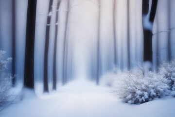 Forest covered by white snow landscape