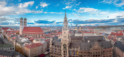 Munich city skyline panorama, Munich, Germany
