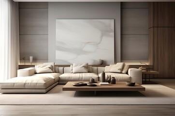 Minimalist and modern living room interior. Interior design for living room. Generative AI 