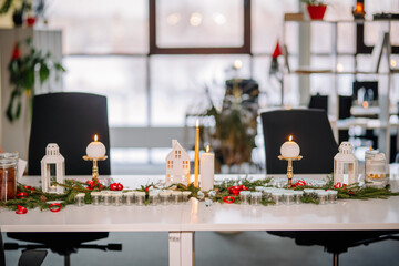 festive table setting for christmas dinner