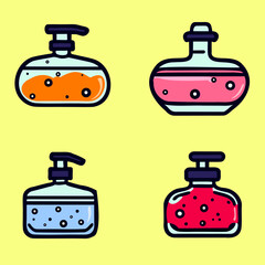illustration of a set of bottles with cosmetic