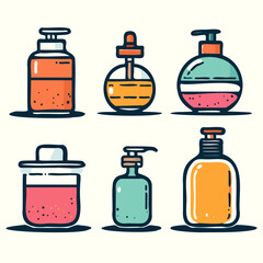 set of bottles with spa cosmetic - perfume, shampoo, soap