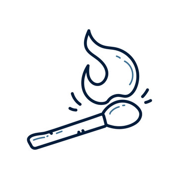 recommend clip art: Hand drawn burning match doodle line illustration. burning match doodle icon vector.