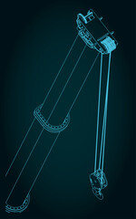Crane telescopic boom close up illustration