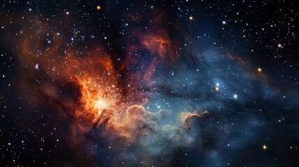 Fototapeta na wymiar Nebulae and star clusters in space with galaxies behind them