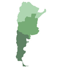 Fototapeta premium Argentina map. Map of Argentina in three main regions