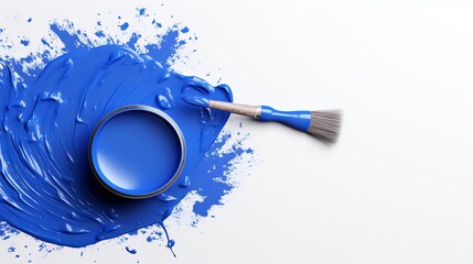 A blue paintbrush is used to paint a circle.
