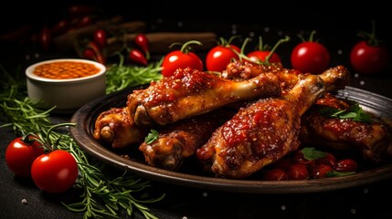 You can choose to have either fried chicken drumsticks or legs or roasted bbq chicken with spices and tomato salsa sauce.