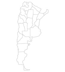 Argentina map. Map of Argentina in administrative regions in white color