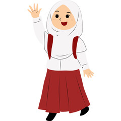 Girl in uniform says hello