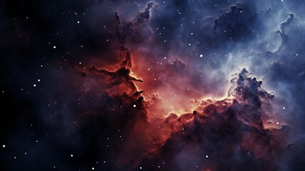 A nebula with clusters of stars shining in the background is shown up close.