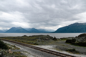 Railroad Tracks  Leading Down Turnagain Arm in Anchorage Alaska