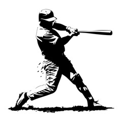 Obraz premium baseball players vector silhouettes. baseballer, isolated ink drawings, Silhouette of a male baseball player hitting the ball vector illustration.