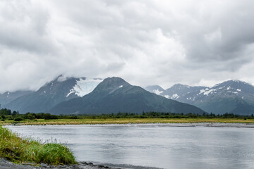 Turnagain Arm Bay With Mountains With Glaciers in Alaska