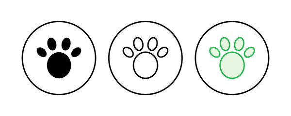Paw icon set. paw print icon vector. dog or cat paw