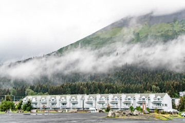 Apartment Complex Under Mountains of Kenai Fjords National Park inn Seward Alaska