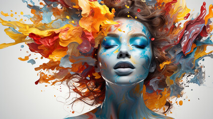 woman with creative colorful paint.