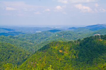Panoramic View of Lush Woodlands with Rural Settlements in Gatlinburg, Tennessee