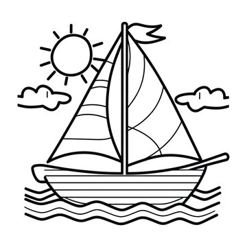 recommend clip art: Cute and funny coloring page of a sailboat. Provides hours of coloring fun for children. To color this page is very easy. Suitable for little kids and toddlers.