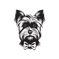 Yorkshire Terrier in cartoon, doodle style. Isolated 2d vector illustration in logo, icon, sketch style, Eps 10, black and white. AI Generative - obrazy, fototapety, plakaty
