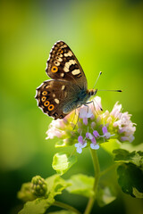 photo selective focus shot of speckled wood butter