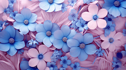 Photo there are many blue flowers on a pink background