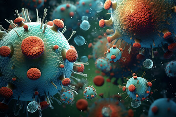 Photo viruses and bacteria digital art - obrazy, fototapety, plakaty