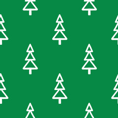 Fototapeta premium Christmas background with green trees on a white background. Seamless pattern.For textiles, gift wrapping.
