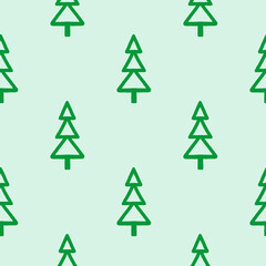 Fototapeta premium Christmas background with green trees on a white background. Seamless pattern.For textiles, gift wrapping.