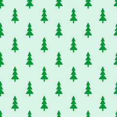 Christmas background with green trees on a white background. Seamless pattern.For textiles, gift wrapping.