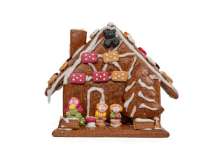 Christmas gingerbread house on a transparent background PNG. Christmas house close up