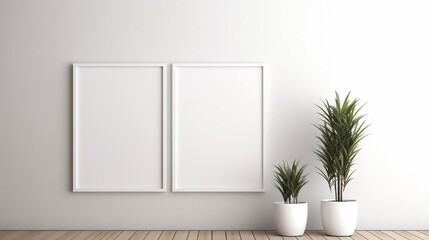 3d 2 wall mock ups in room with plants