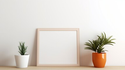 A wall mock up in room with plants