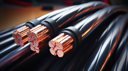 Large group of industrial copper wires