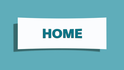 Home symbol. A card in light green with word Home. Isolated on white background.