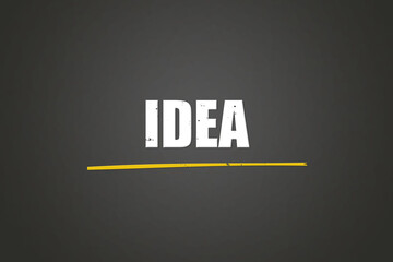Idea. A blackboard with white text. Illustration with grunge text style.